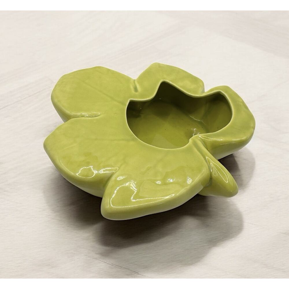 Kay Finch Mid Century Ceramic Green Leaf Shaped Dish CA Made 1935-1963
